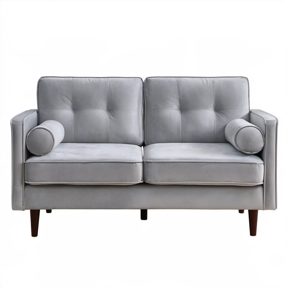 Dwuosobowa sofa z aksamitnym obiciem szara 140 x 80 x 86 cm