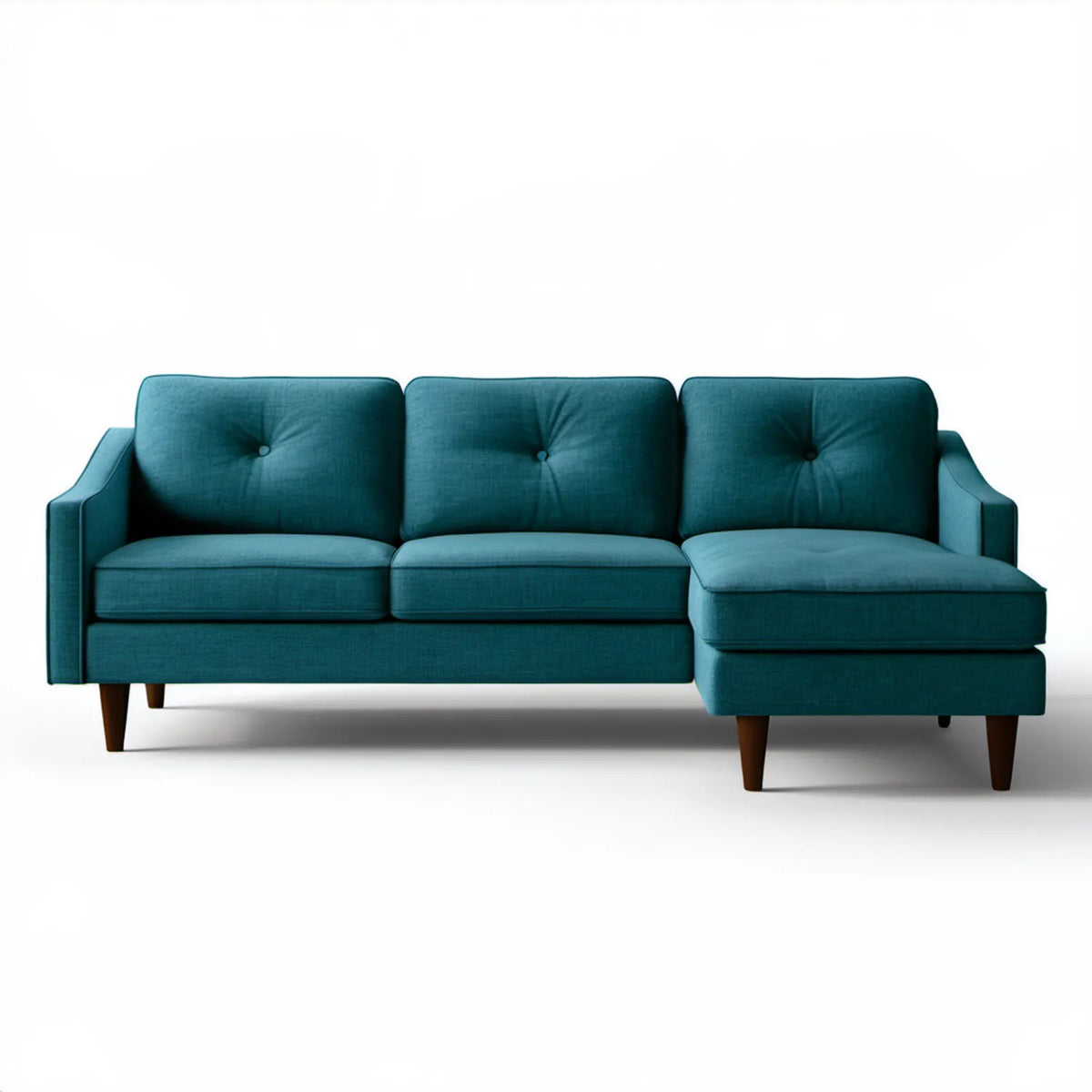 Turkusowa sofa narożna 3-osobowa z szezlongiem 230 x 150 x 85 cm