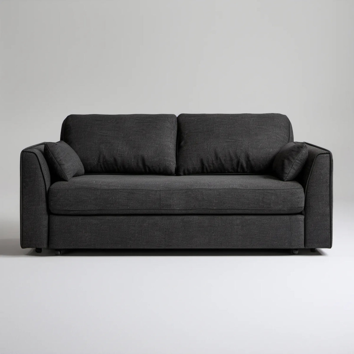 Grafitowa sofa dwuosobowa z tapicerką poliestrową, 180 × 90 × 85 cm