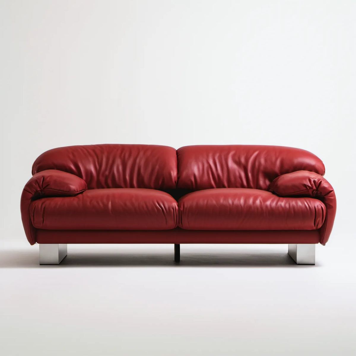 Dwuosobowa sofa z tapicerką z ekoskóry PU, bordowo-srebrna, 180 × 90 × 88 cm