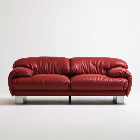 Dwuosobowa sofa z tapicerką z ekoskóry PU, bordowo-srebrna, 180 × 90 × 88 cm