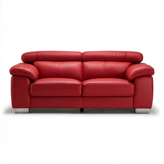 Dwuosobowa sofa z tapicerką z czerwonej skóry syntetycznej PU, 180 x 90 x 88 cm