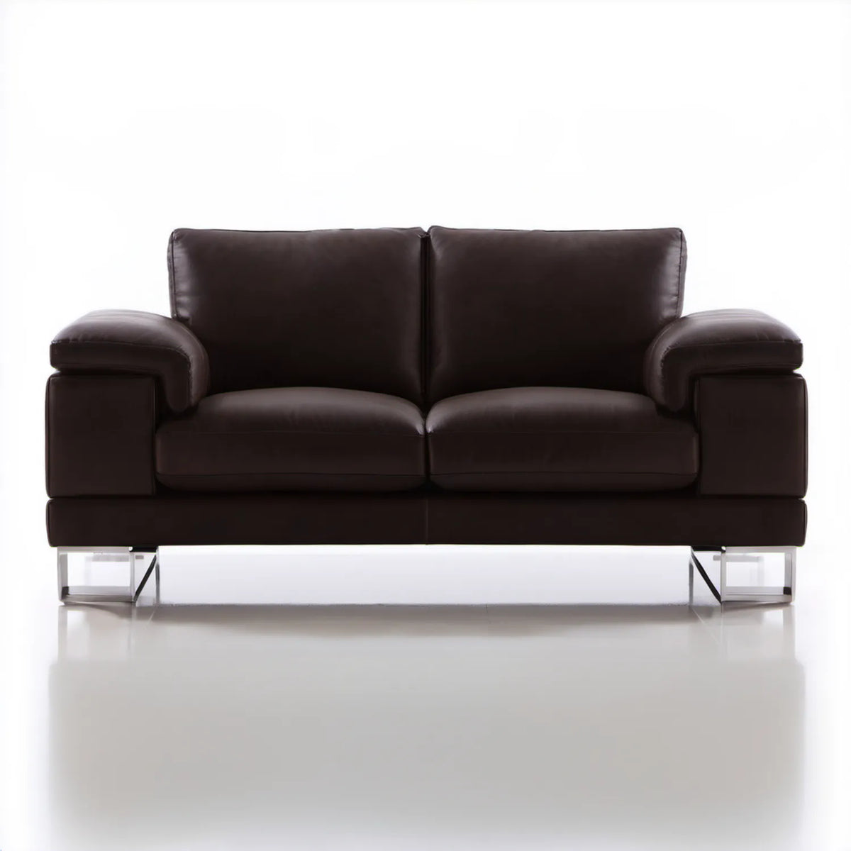 Dwuosobowa sofa z tapicerką ze skóry syntetycznej PU, ciemnobrązowa, 166 x 90 x 88 cm