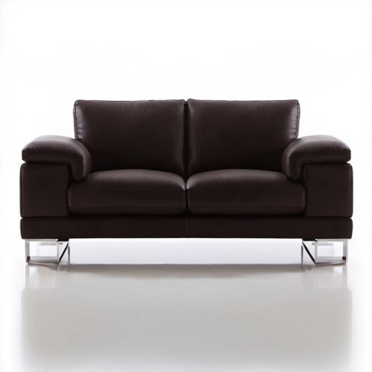 Dwuosobowa sofa z tapicerką ze skóry syntetycznej PU, ciemnobrązowa, 166 x 90 x 88 cm