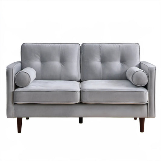 Dwuosobowa sofa z aksamitnym obiciem szara 140 x 80 x 86 cm