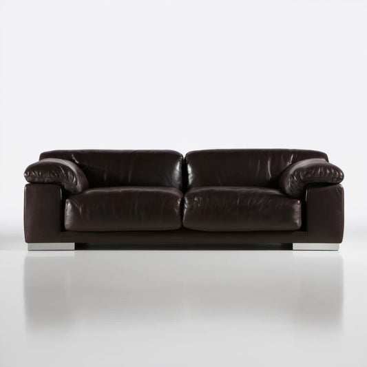 Dwuosobowa sofa z tapicerką PU, ciemnobrązowa, 180 x 90 x 88 cm