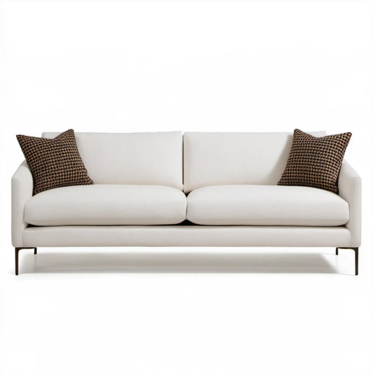 Dwuosobowa sofa ecru z czarnymi nogami, 180 x 90 x 85 cm