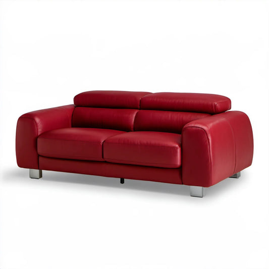 Dwuosobowa sofa z tapicerką ze skóry syntetycznej PU, czerwona, 180 x 90 x 85 cm