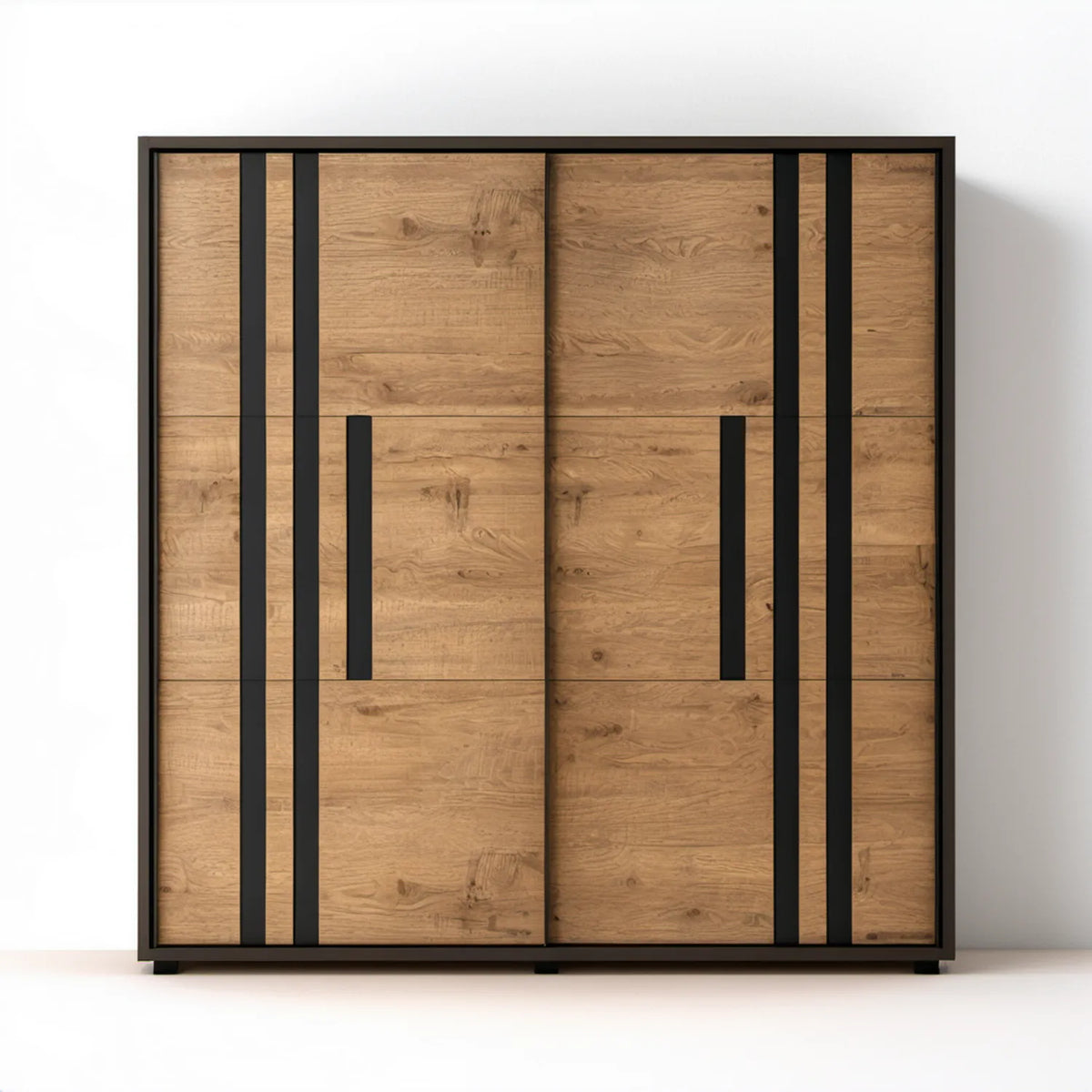 Szafa przesuwna dąb/czarny, 200 × 60 × 200 cm