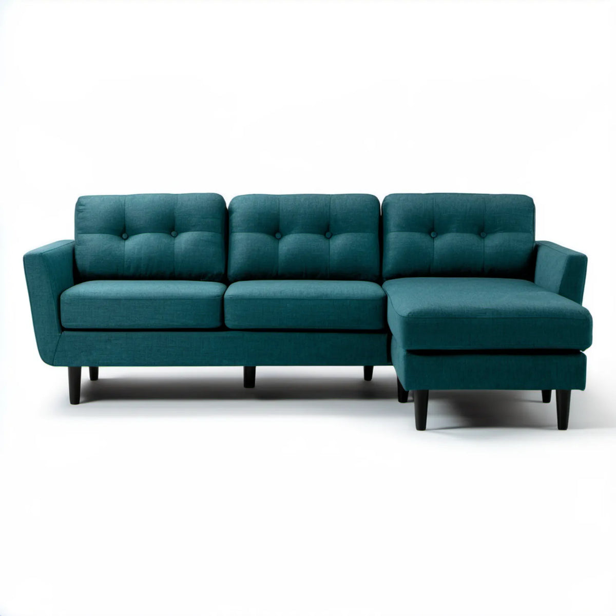 Ciemnoturkusowa sofa narożna z prawostronnym szezlongiem 245 × 150 × 85 cm
