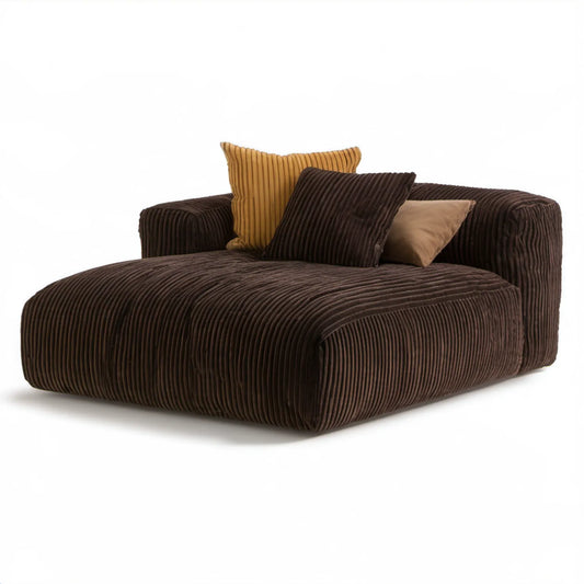 Dwuosobowa sofa z prążkowanego sztruksu ciemnobrązowa 160 x 110 x 75 cm