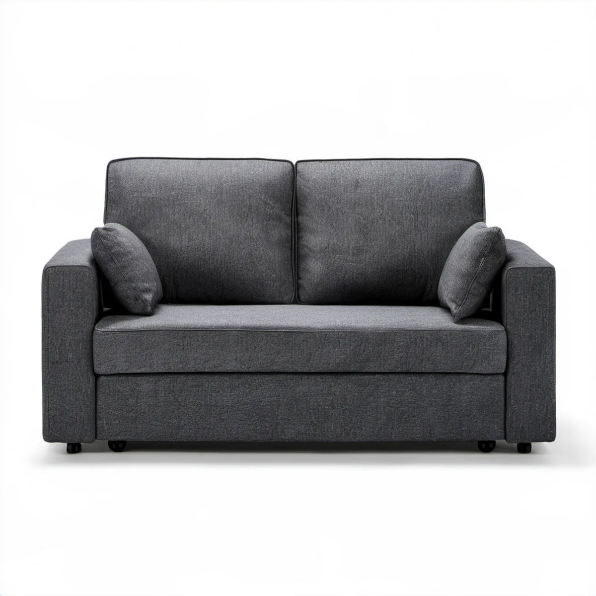 Dwuosobowa sofa rozkładana z tkaniny poliestrowej, ciemnoszara/czarna, 160 x 90 x 85 cm