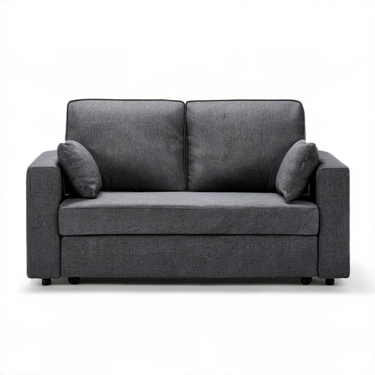 Dwuosobowa sofa rozkładana z tkaniny poliestrowej, ciemnoszara/czarna, 160 x 90 x 85 cm
