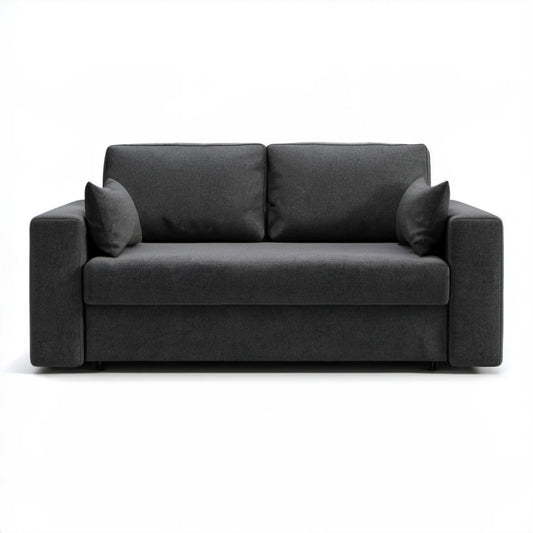 Dwuosobowa sofa z tkaniny poliestrowej, antracytowa, 170 x 85 x 88 cm