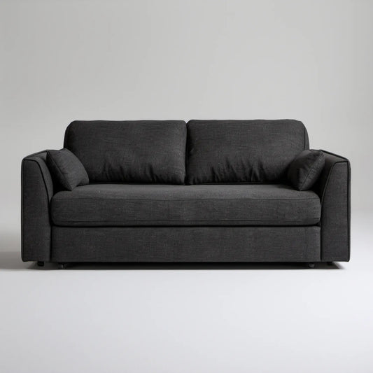 Grafitowa sofa dwuosobowa z tapicerką poliestrową, 180 × 90 × 85 cm