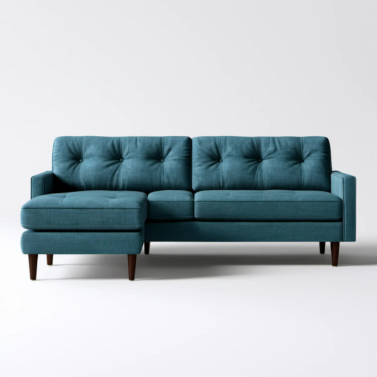 Lewostronna sofa narożna 3-osobowa z szezlongiem, ciemnoturkusowa, 250 x 160 x 85 cm