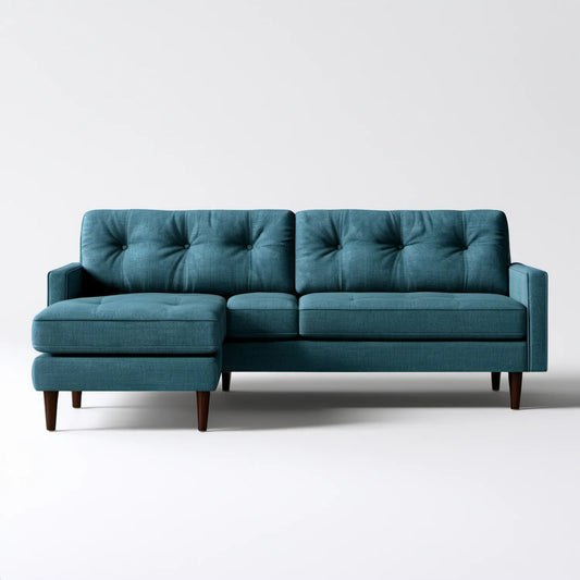 Lewostronna sofa narożna 3-osobowa z szezlongiem, ciemnoturkusowa, 250 x 160 x 85 cm