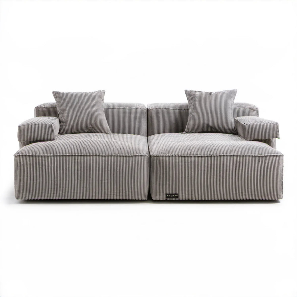 Szara dwuosobowa sofa modułowa ze sztruksu 220 x 105 x 75 cm